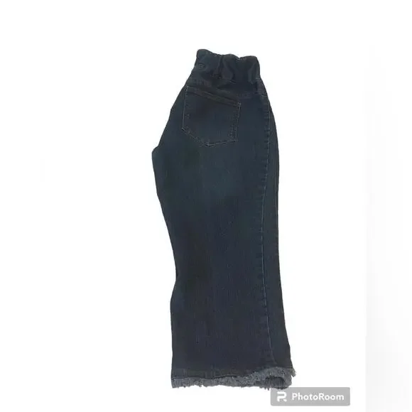 Soft Surrounding Women’s Pant Pull On Wide Waist Frayed Hem Patch Pockets - Picture 2 of 7